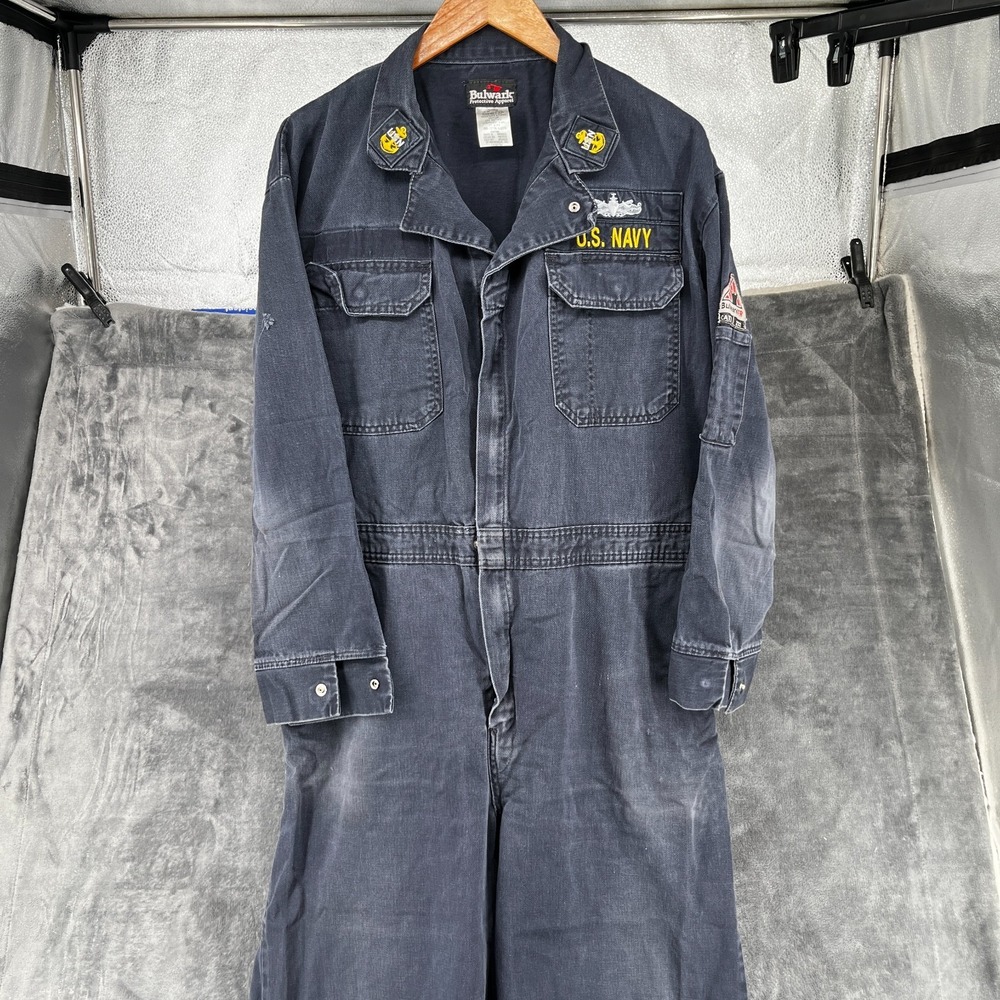 Vintage U.S. Navy Mens Bulwark FR Coveralls 46 Reg Fire Resistant CAT2 2112 Read